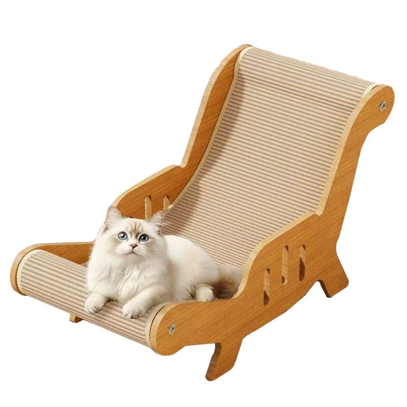 Cat Wood Sisal Lounge Chair Reclining Bed Basket Cat Scratcher Recliner Chair A
