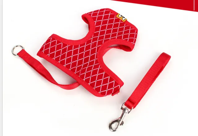 Dog Leash Breathable Mesh With Flash Diamond Nylon Pet Chest Back Leash Red - Shop at LoveMi
