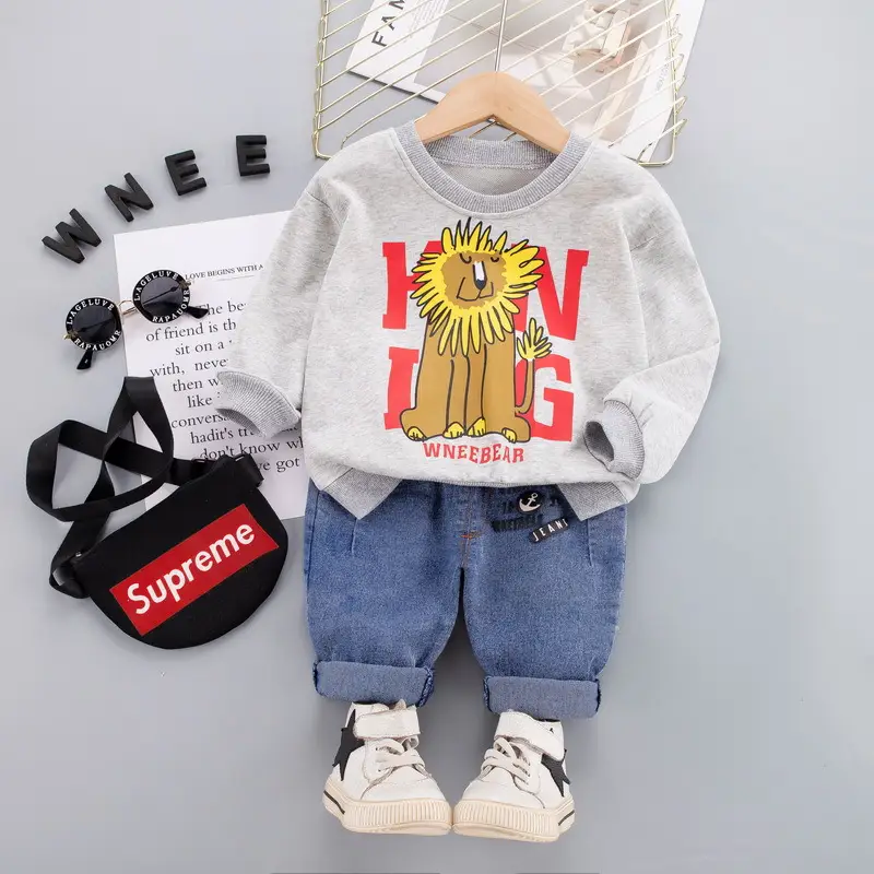 Tiger Head Long Sleeve Children's Leisure Two-piece Suit