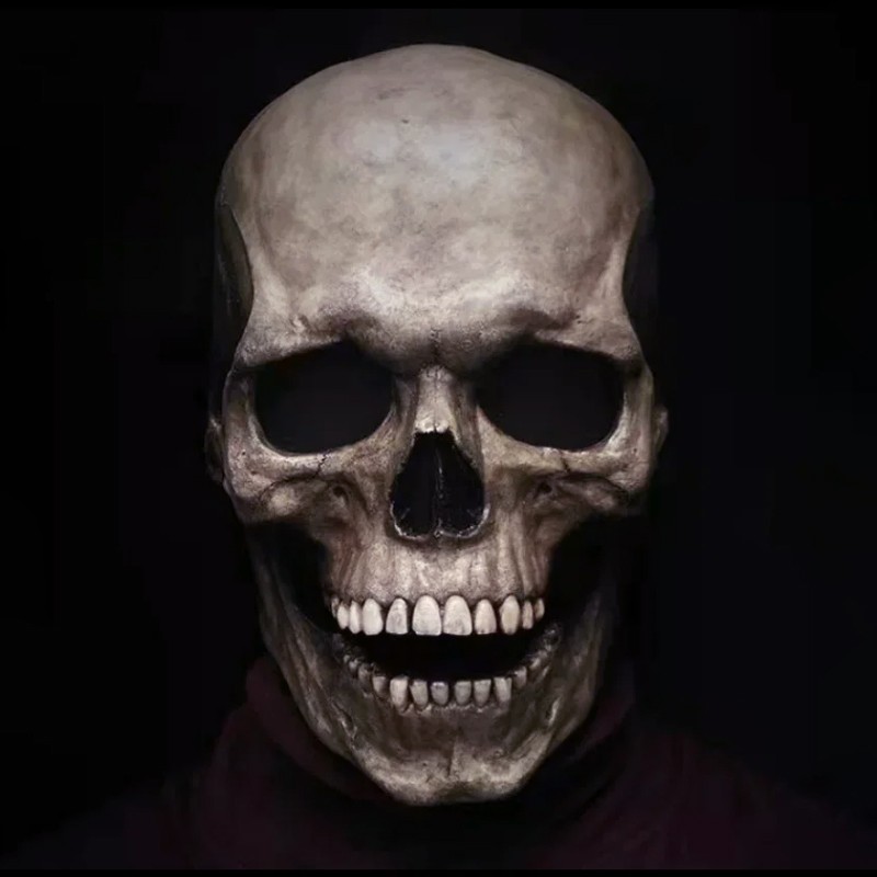 Full Head Skull Mask Helmet W& Movable Jaw Halloween Party Prop Latex Headgear — image 7