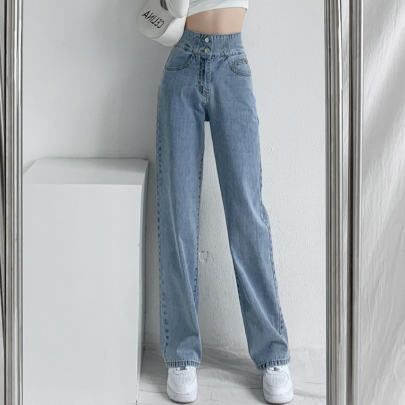 Loose Slim And Drapey Ripped Wide leg Pants Light Blue - Shop at LoveMi