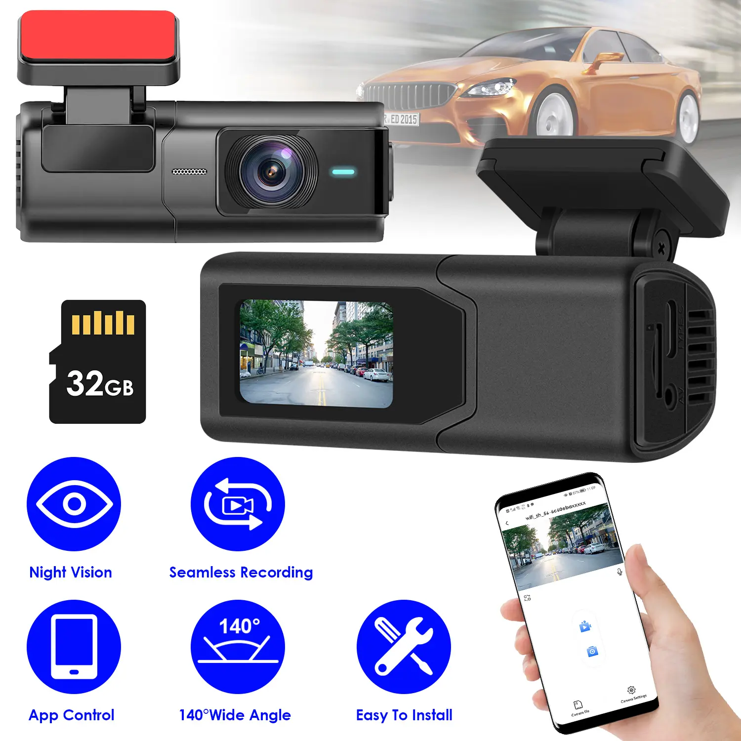 2K HD Front Dash Cam