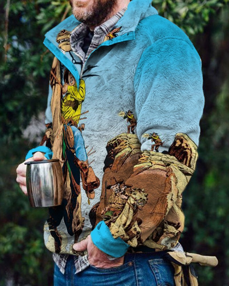 Autumn And Winter Casual Button Pocket Flannel Plush Men's Sweater