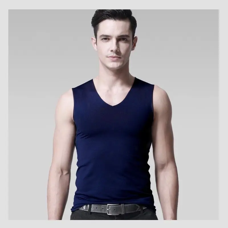 Silk Seamless Men's Vest With Tight And Wide Shoulders