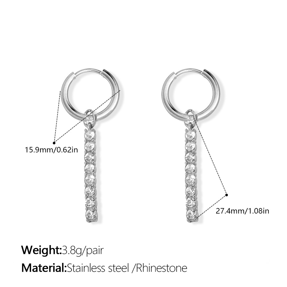 Exquisite Light Luxury Diamond Inlaid Waterdrop Ear Buckles, Elegant Geometric Circle... thumbnail 5