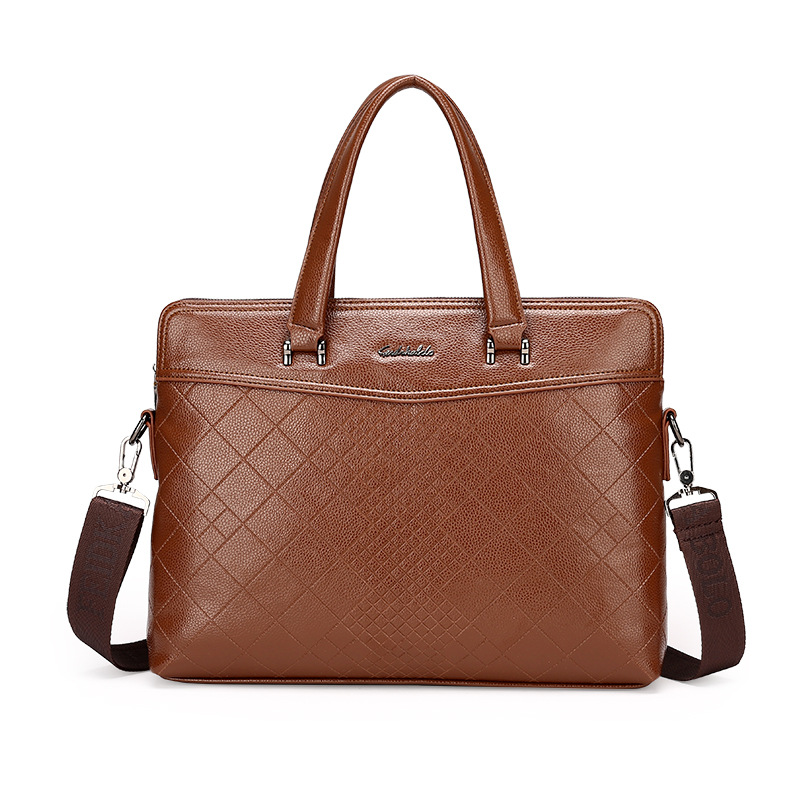 Leather Men's Business Portable Document Computer Shoulder Messenger Bag — foto 4