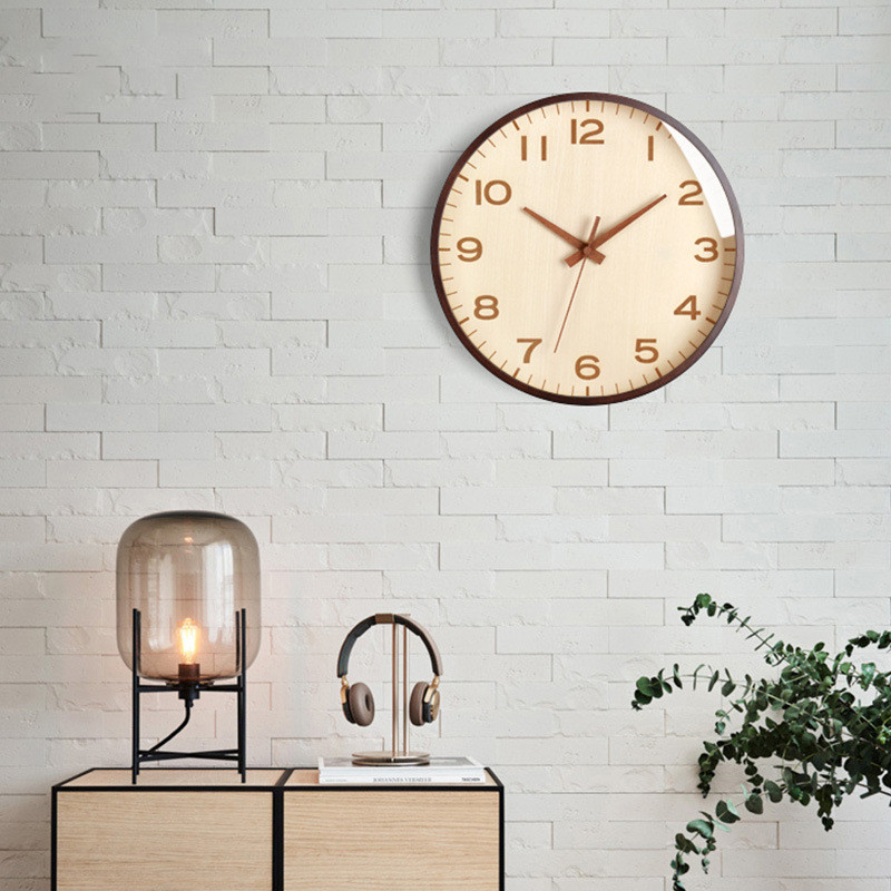 Nordic Wall Clock Solid Wood Simple Ultra-quiet