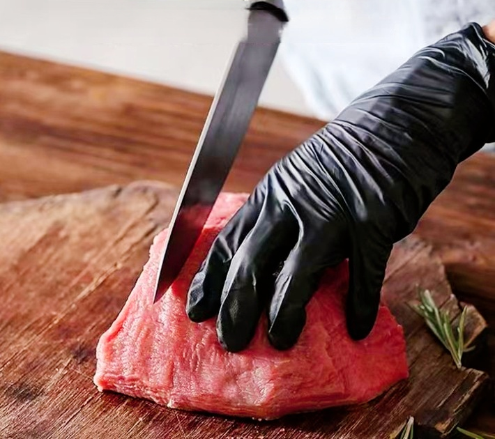 Black Thick Disposable Gloves 1 0 0PCS, PVC Nitrile Rubber, Food Grade, Latex Free, For Kitchen Dishwashing & Protection 6