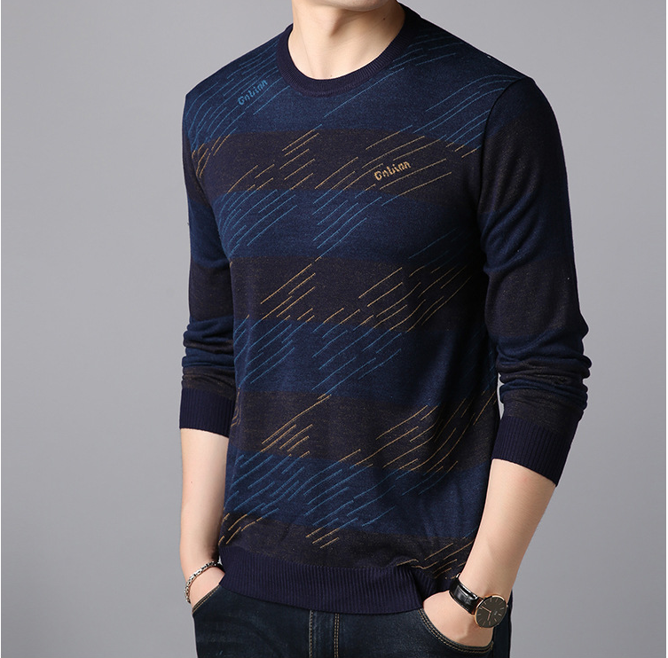 Autumn New Men's Knitted Sweater Round Neck