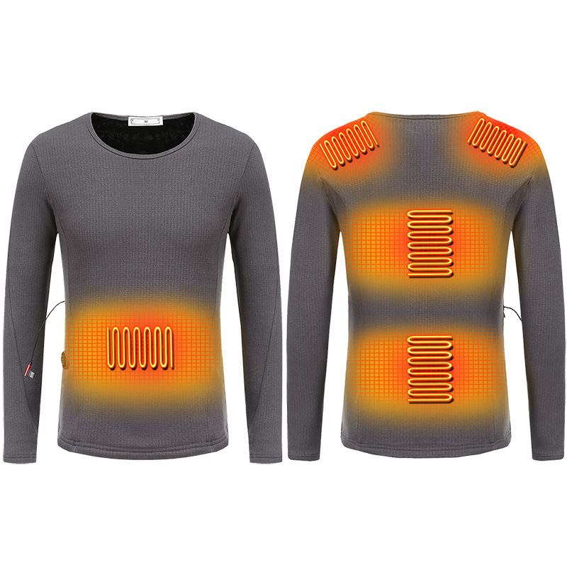 Electric Heating Underwear Men's And Women's Tops Charging Heating Clothing Plus Velvet