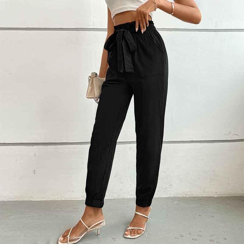 Title 5, Spring and Summer High Waist Lace-up Trousers C...