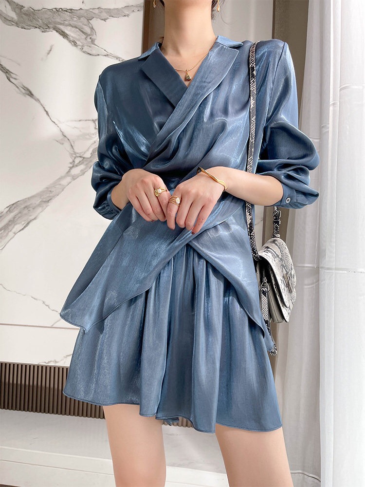 Temperament Long-sleeved Shirt Small Wide-leg Shorts