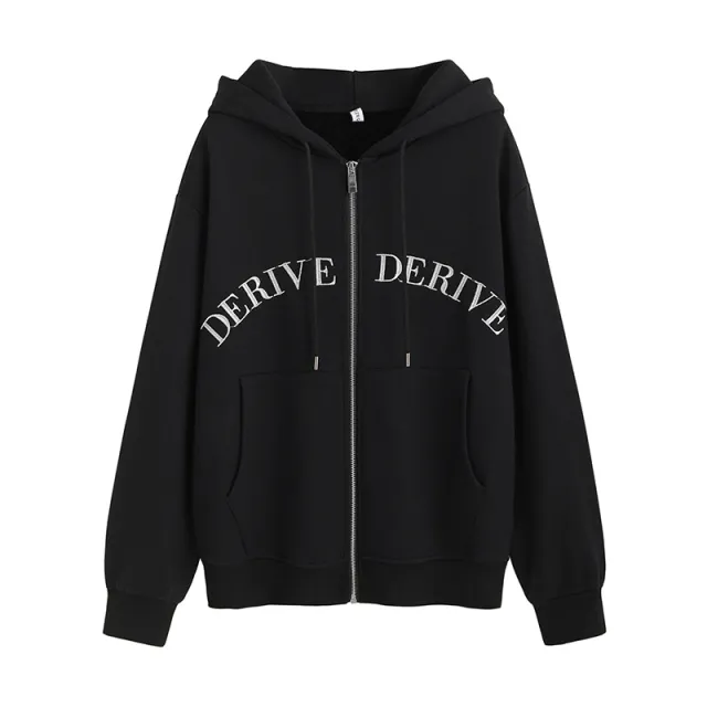 Women's Fashion Loose Cotton Korean Letter Embroidered Coat Black - Shop at LoveMi