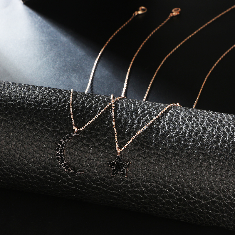 Simple Diamond Star Moon Double Layer Necklace