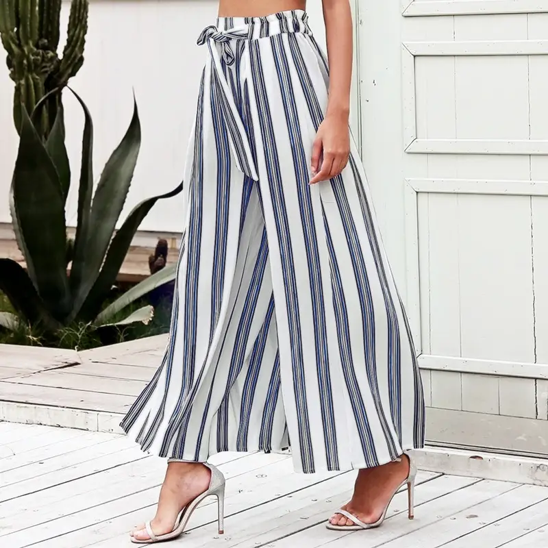 Drape Wide-leg Pants With Belt Slits