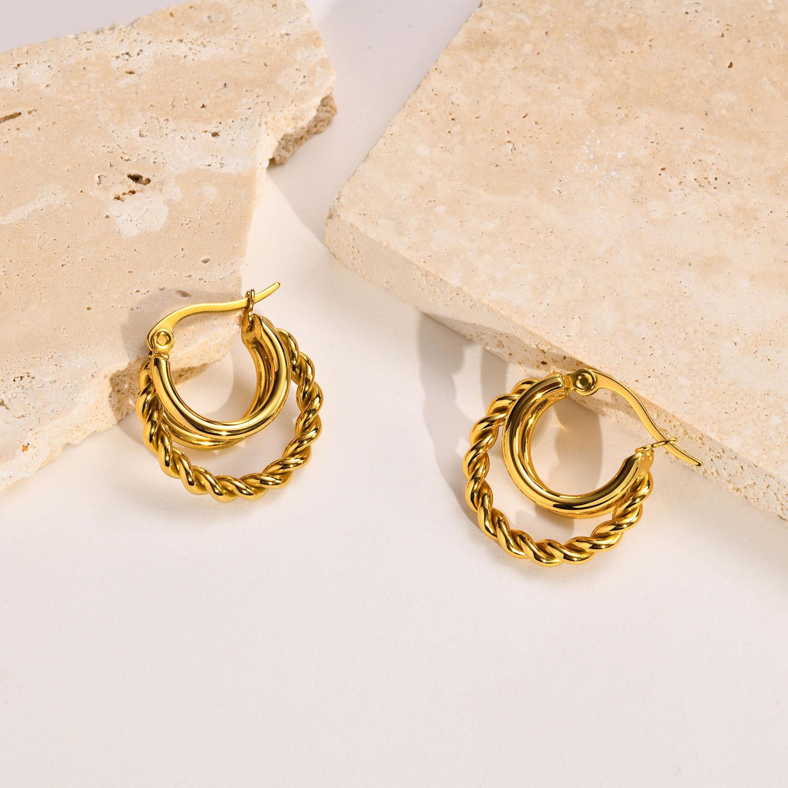 Title 5, Gold Womens Hemp Pattern Earrings. Embrace nat...