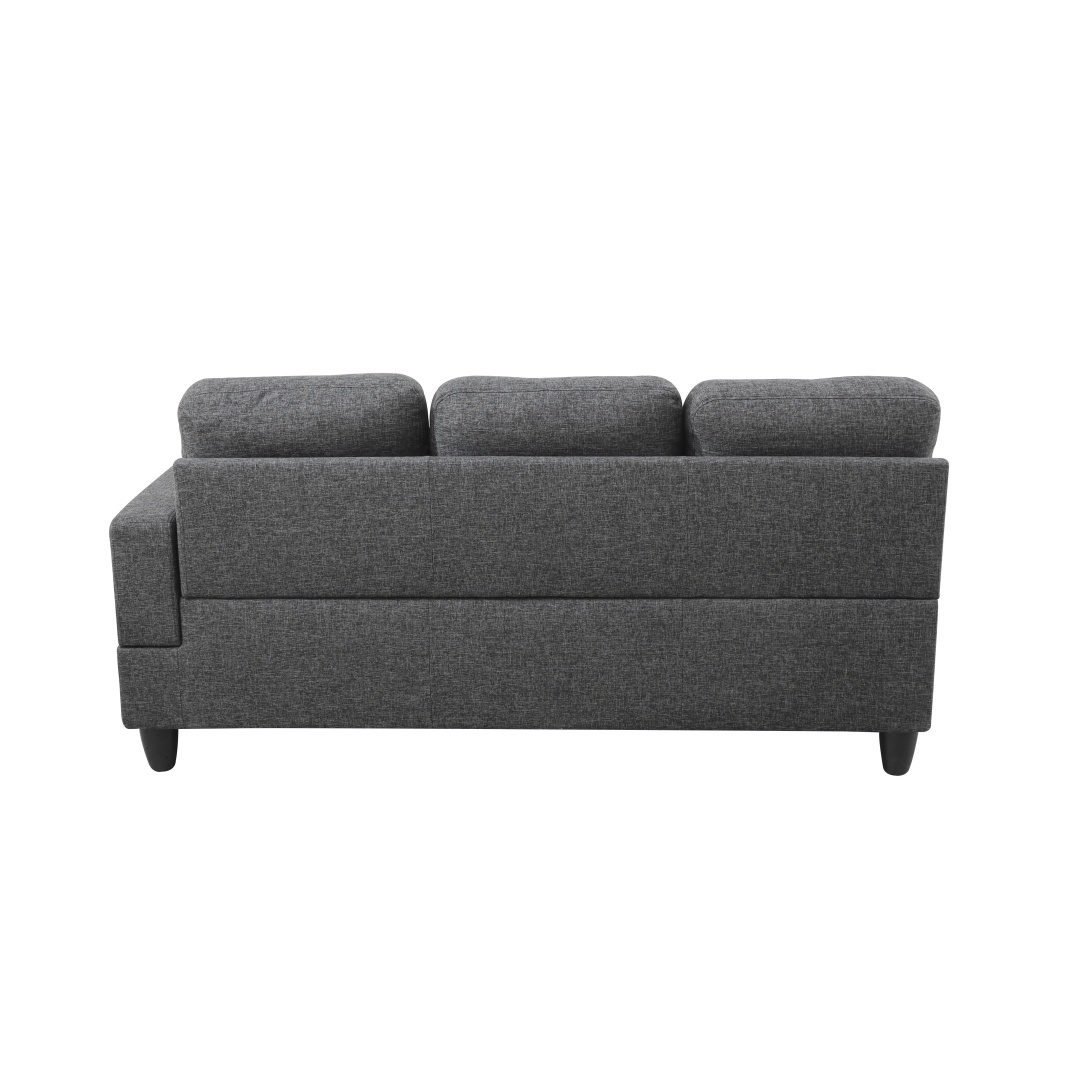 Pickup Only--Black Grey Linen 3-Piece Couch Living Room Sofa Set