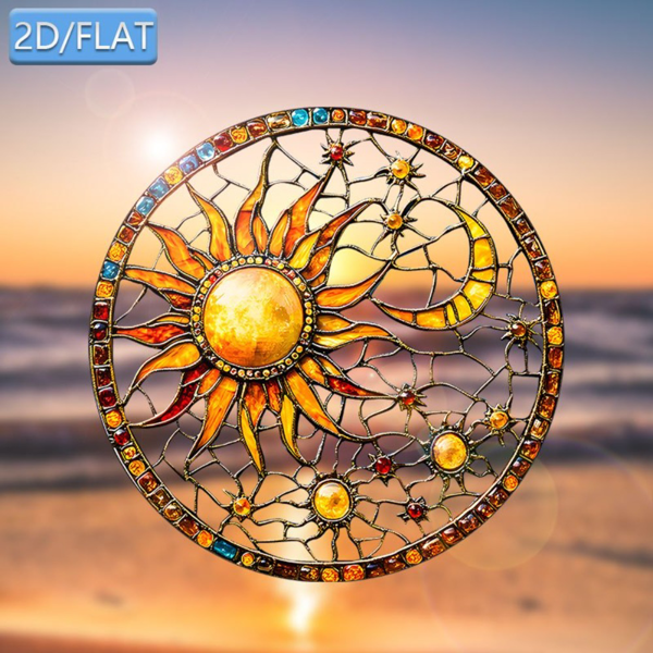 CIFbuy Acrylic Sun Moon Window Clings Hanging Ornament Colorful Light Catcher For Home Garden Decor