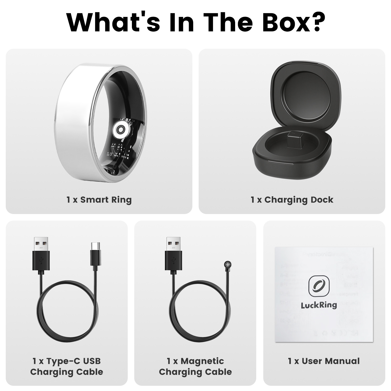 Smart Ring Health Tracker Fitness Sleep Stress HRV Tracker With Charging Case Magnetic Charging Cable For Women & Men Compatible With IOS & Android 7-Day Battery Life Size7 Size8 Size9 Size10