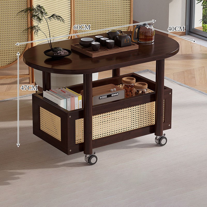 Portable Wheels Mobile Table Laptop Desk Adjustable Height Overbed Sofa Side 1
