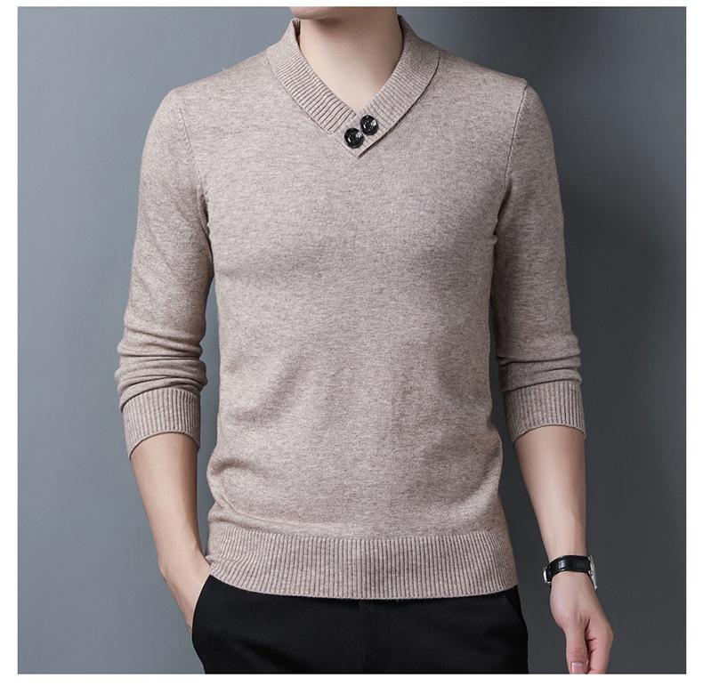 Thick Men's Casual V-neck Long-sleeved Pullover Loose Soft Sweater
