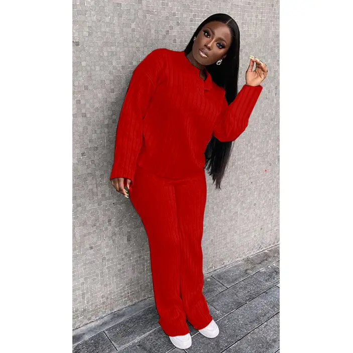 Fashion Casual Knitting Suit Long Sleeve Two-piece Sweater