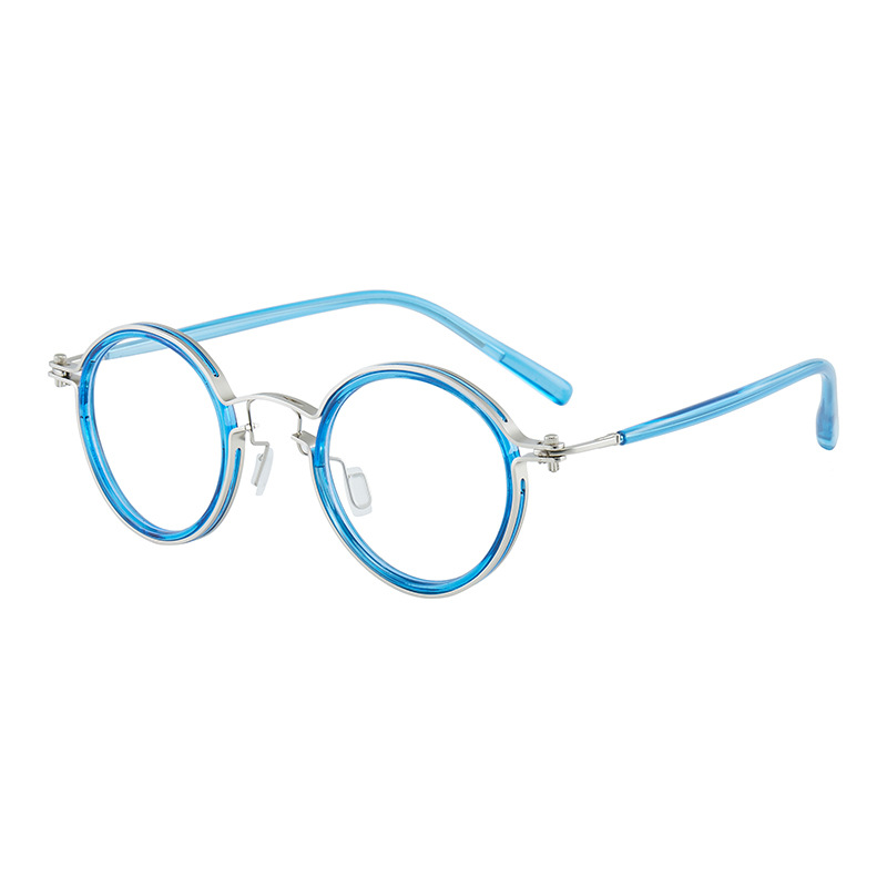 Title 3, Round Frame Myopia Retro Plain Mirror