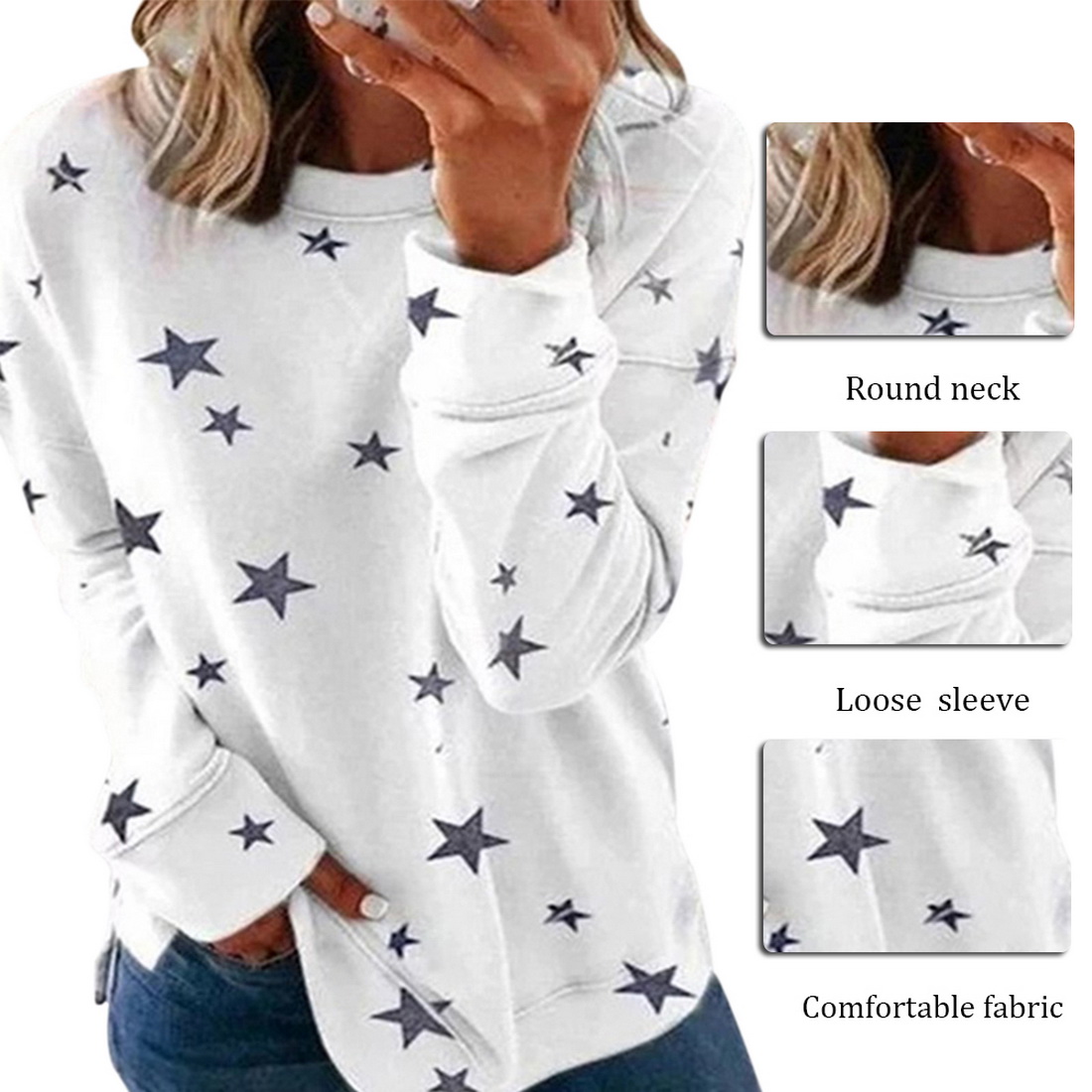 Title 14, Ladies Printed Long Sleeve Sweatshirt