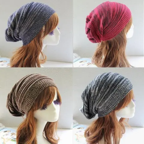 Two-color Melaleuca Pleated Warm Pullover Pile Hat