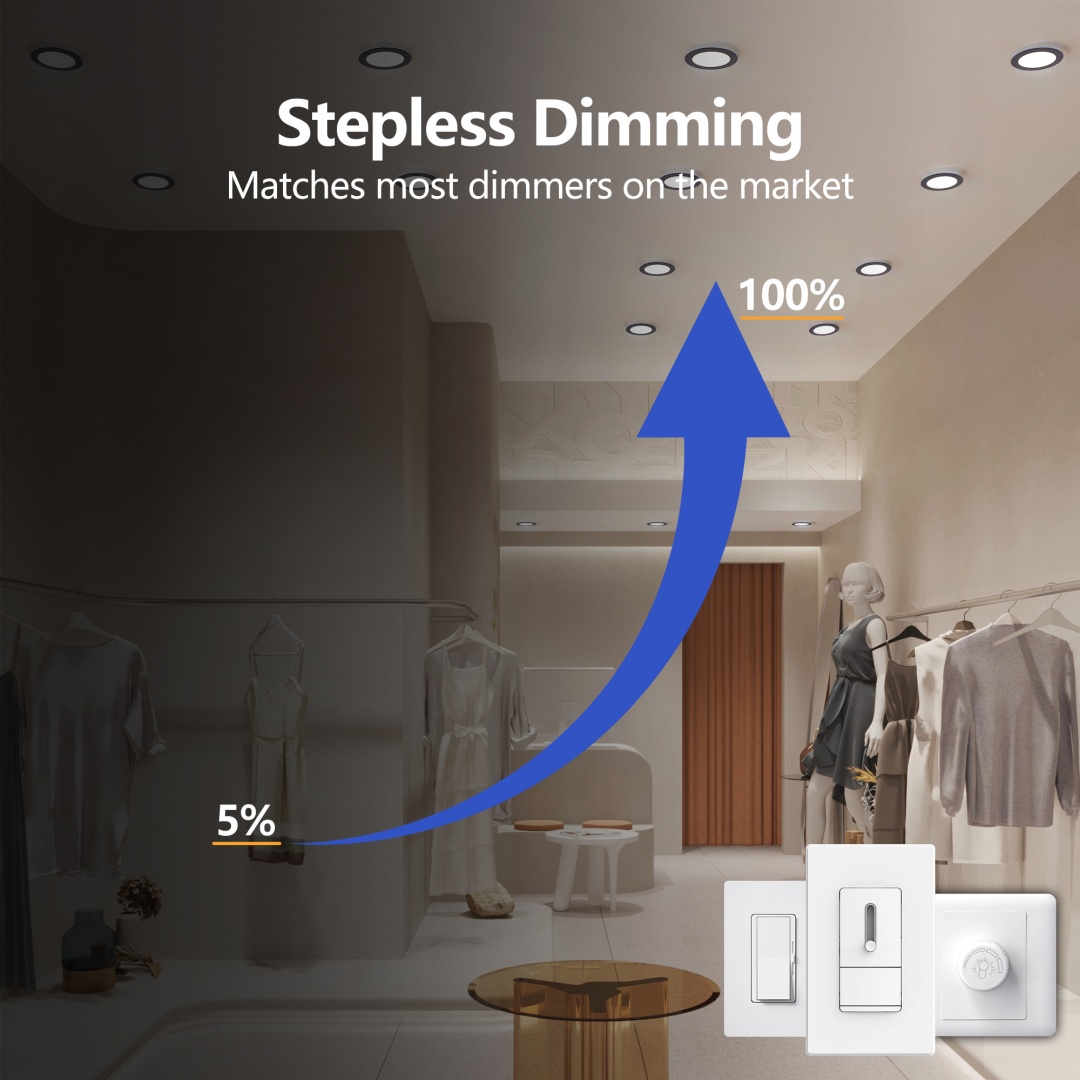 12 Pack 6 Inch LED Recessed Ceiling Light Black, Dimmable, 2700K-5000K 5CCT... 6