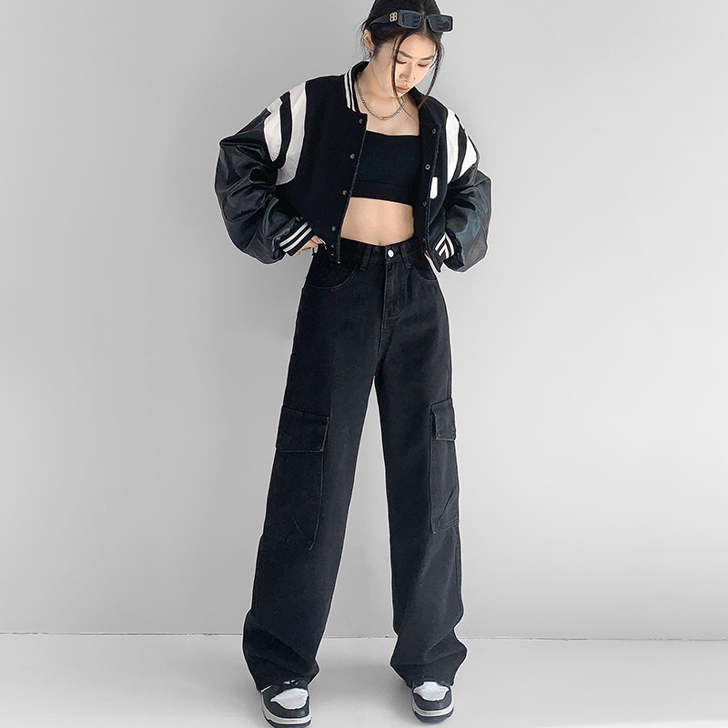 Digital Printing Women's Breathable And Comfortable Straight leg Pants Black Lengthened - Shop at LoveMi