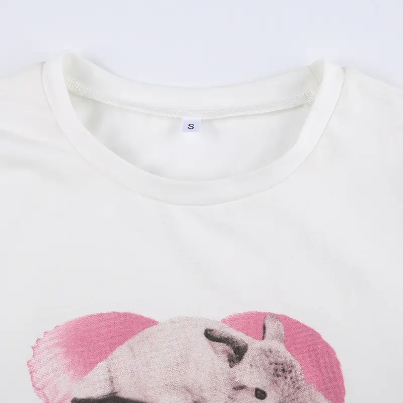 Personalized Trend Cute Rabbit Printed Short T-shirt