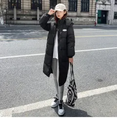 Medium Length Knee Length Loose Thickened White Duck Down Winter Coat - White - View 1