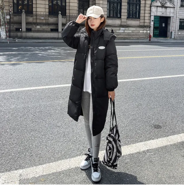 Medium Length Knee Length Loose Thickened White Duck Down Winter Coat White - Shop at LoveMi