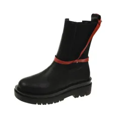 Women's Autumn And Winter Thick-soled Leather Ankle Boots - Red - View 1