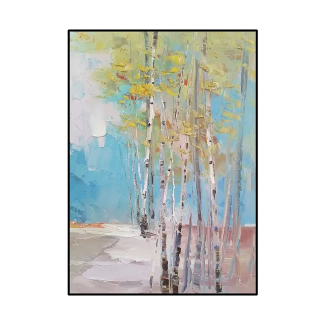 Handmade Oil Painting Canvas Wall Art Decoration Birch Forest Landscape Abstract Painting For Home Living Room Decor Rolled Frameless Unstretched P... Without Inner Frame - Shop at LoveMi
