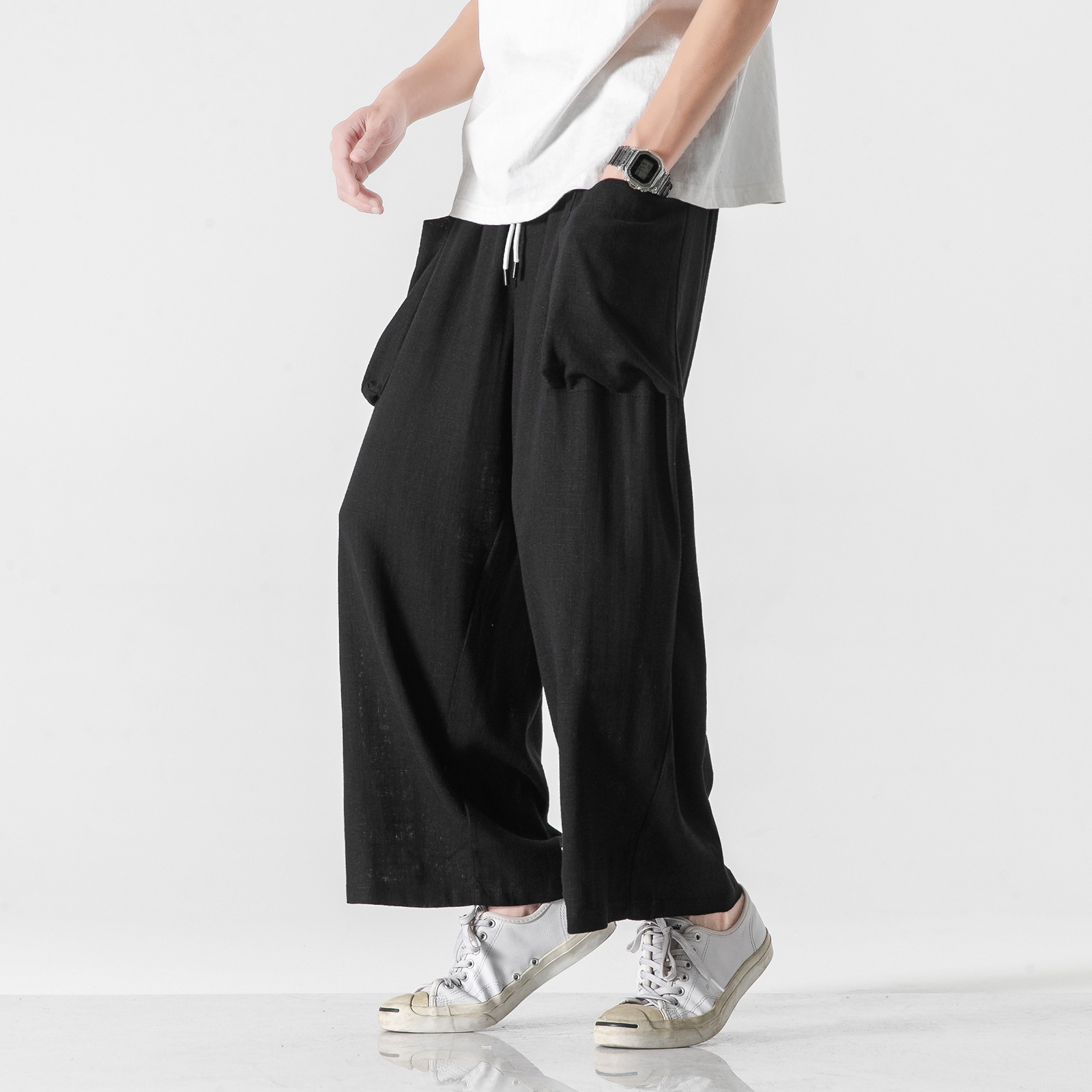 Title 5, Linnen Broek Heren Wide Leg Chinese Stijl Casua...