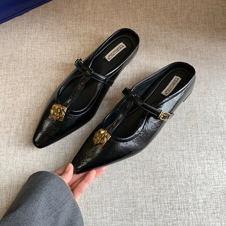 2026 French Retro Wedge Heel Mules For Women, Elegant Closed Toe Slip-on Sandals, Comfortable Hidden Heel Lazy Shoes For Summer Outdoor