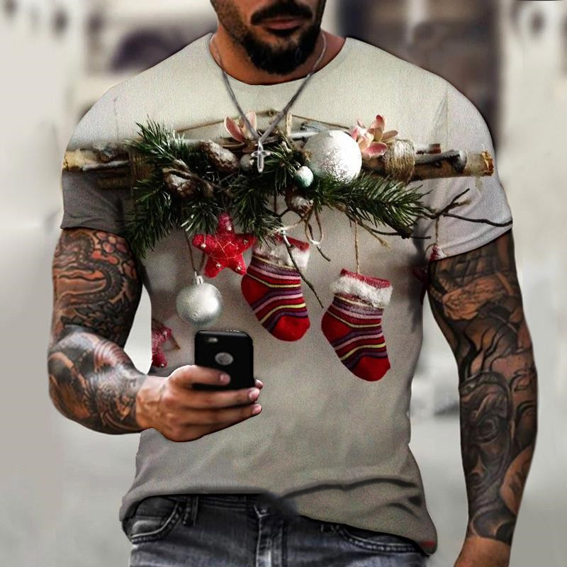 Title 4, Camiseta de Natal masculina com estampa digital...