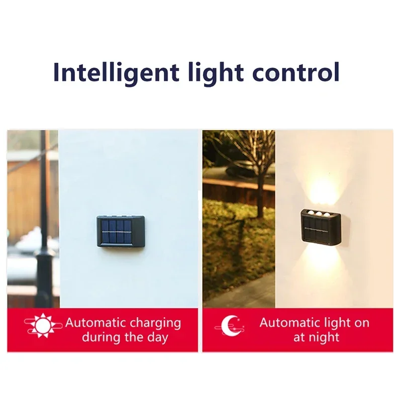 4PCS Solar Wall Lamp Outdoor Waterproof Powered Light UP And Down Illuminate