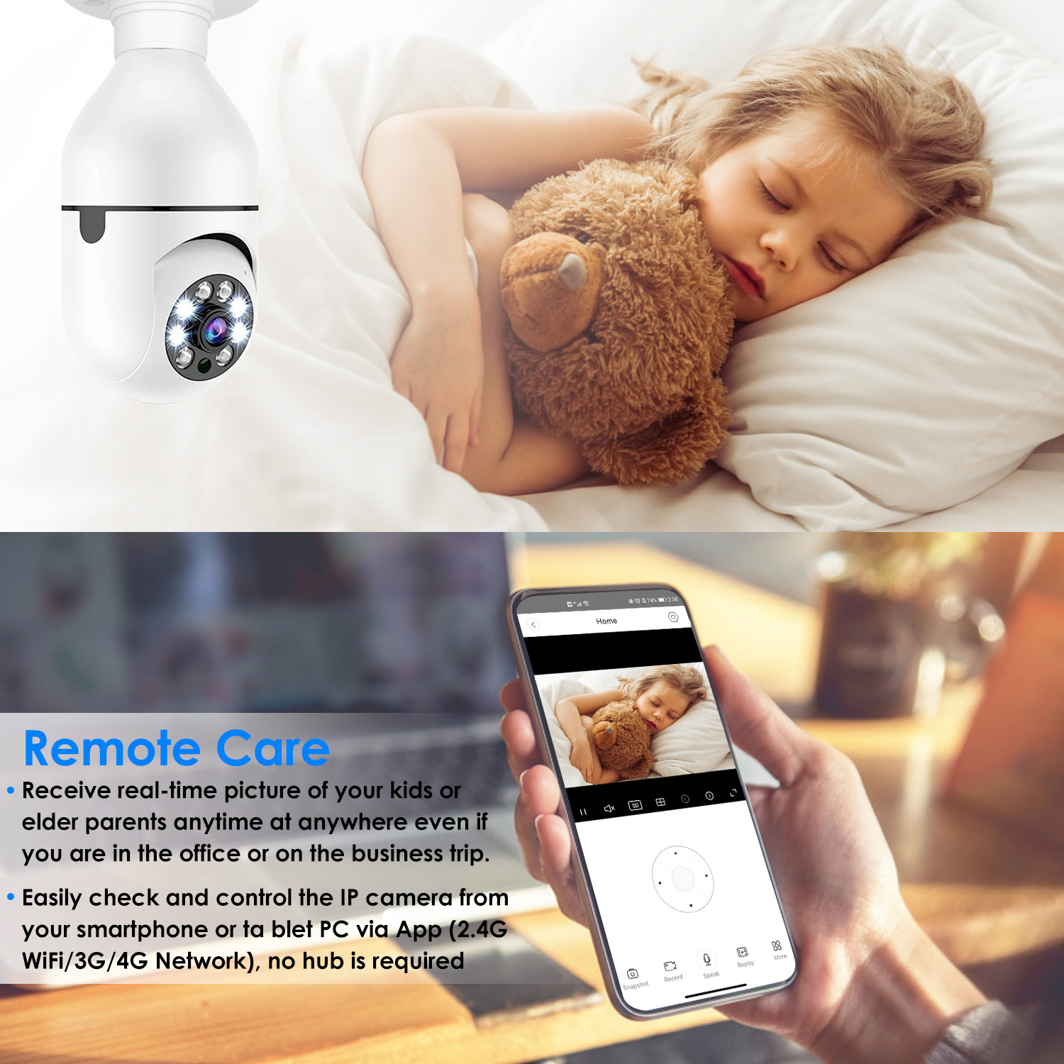 1Pc E27 WiFi Bulb Camera 1080P FHD WiFi IP Pan Tilt Security Surveillance Camera With Two-Way Audio Night Vision Motion Detection Function APP Control — foto 12