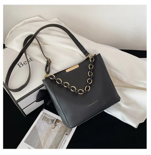 All match One shoulder Portable Messenger Bag Fashion Bucket Bag Black - Shop at LoveMi