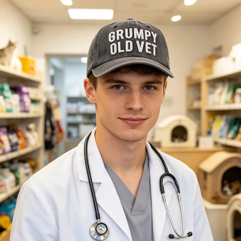 Grumpy Old Vet Embroidered Baseball Cap, Vintage