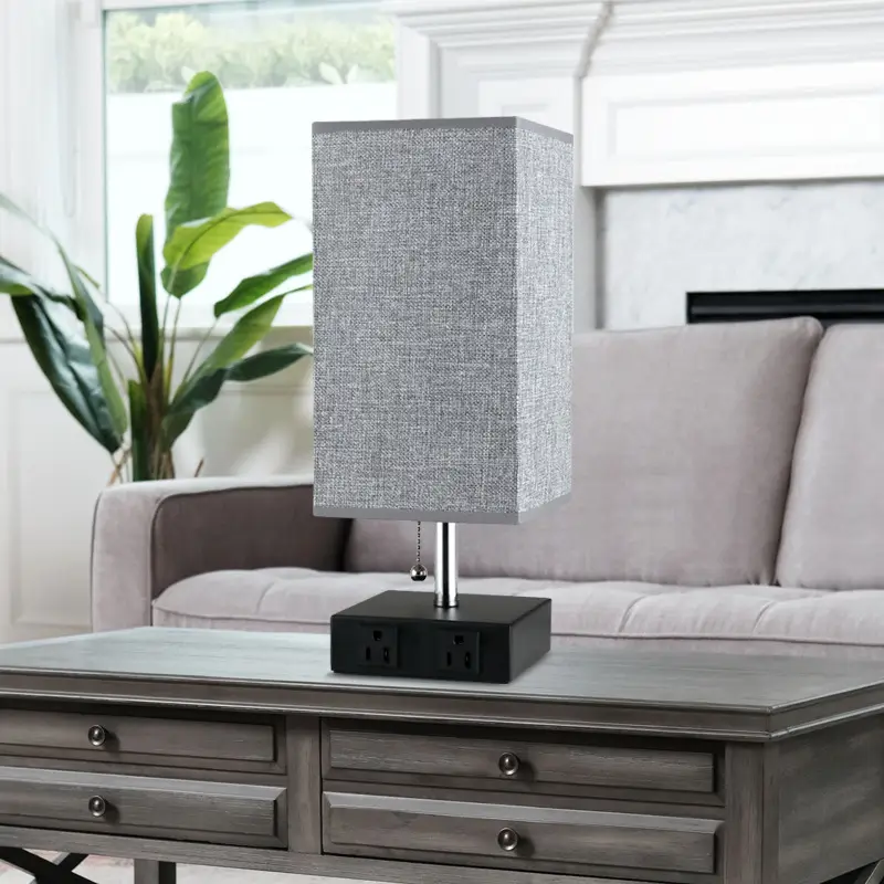 USB Charging Cloth Cover Table Lamp American Simple And Modern