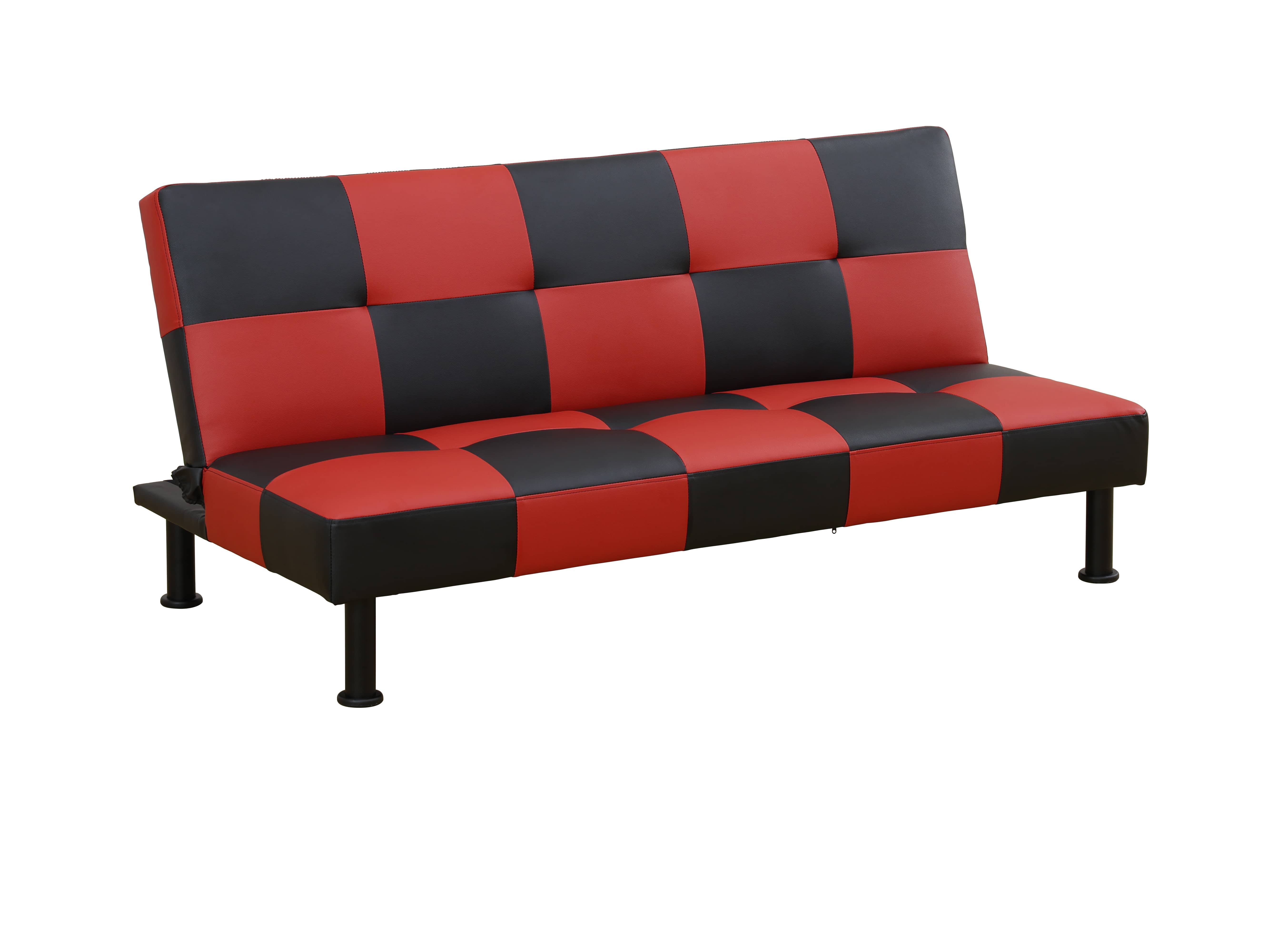Pickup Only--Red&Black Faux Leather Living Room Sofabed