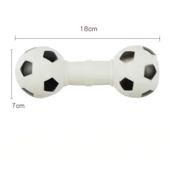 Dog Toys Football Dumbbell Shaped Dog Squeeze Squeaky Pet Chew Toy - White - View 1