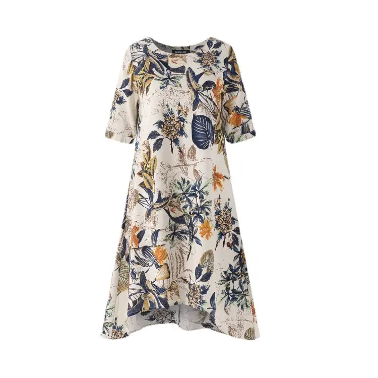 Dress Temperament Round Neck Loose Size
