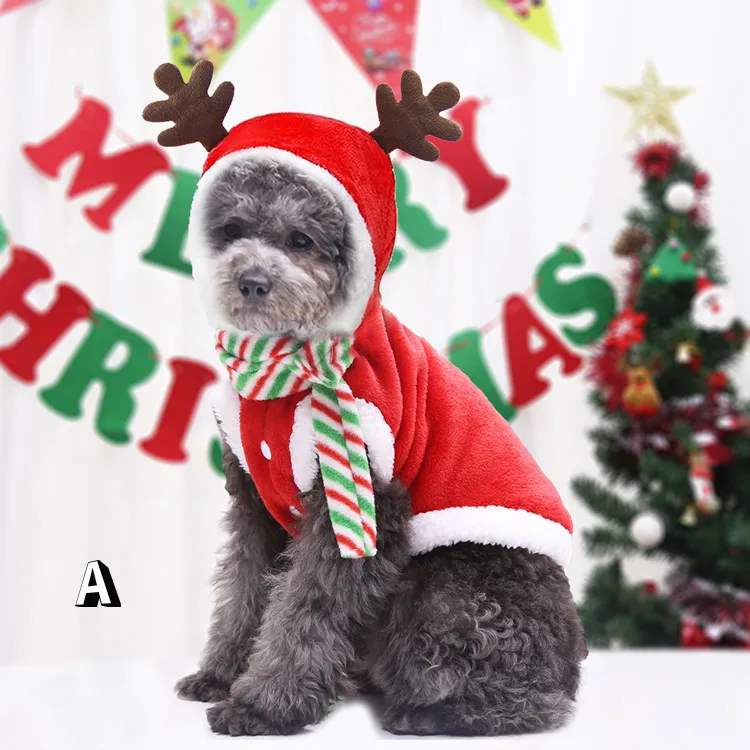 Christmas Pet Supplies Clothes Cat Cotton Clothes - Flannel Antlers