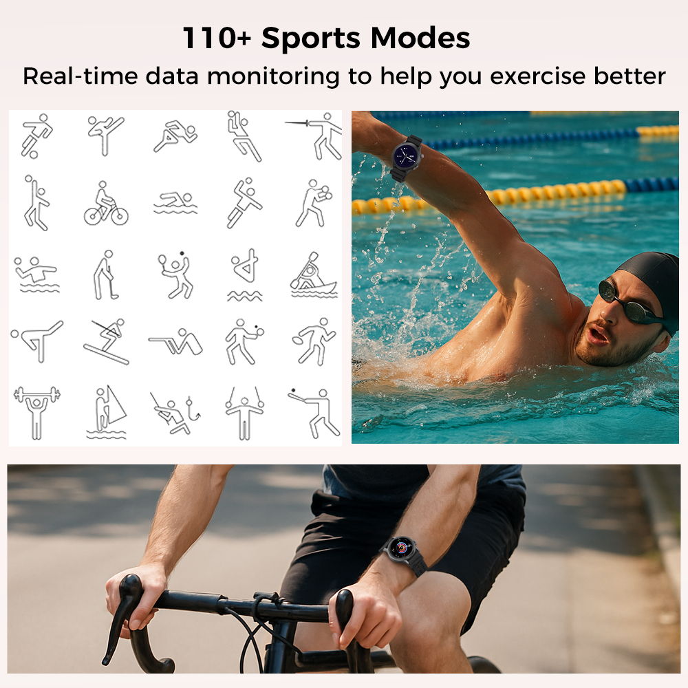 Round Screen Smartwatch, 1.43in HD 3ATM Waterproof, Equipped With Heart Rate Detection, Sleep Monitoring, And Step Tracking,100 Sports Modes Movement Monitor Holiday Gifts Fashion Watches