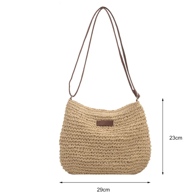 Niche Design Vacation Straw Tote Bag Beige - Shop at LoveMi